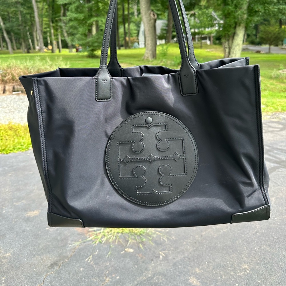 Tory Burch Ella Tote Bag black nylon tote bag t